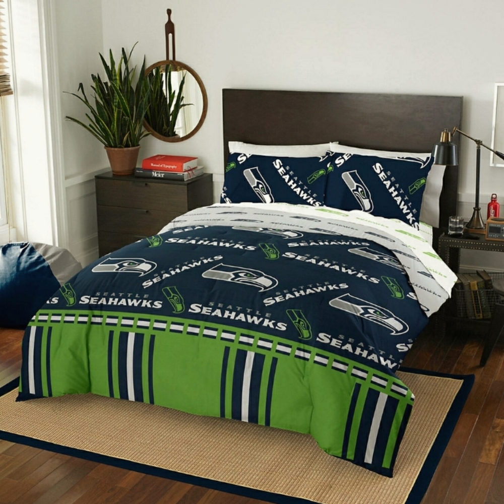 💲5pc Full Seattle Seahawks Bedding Set .